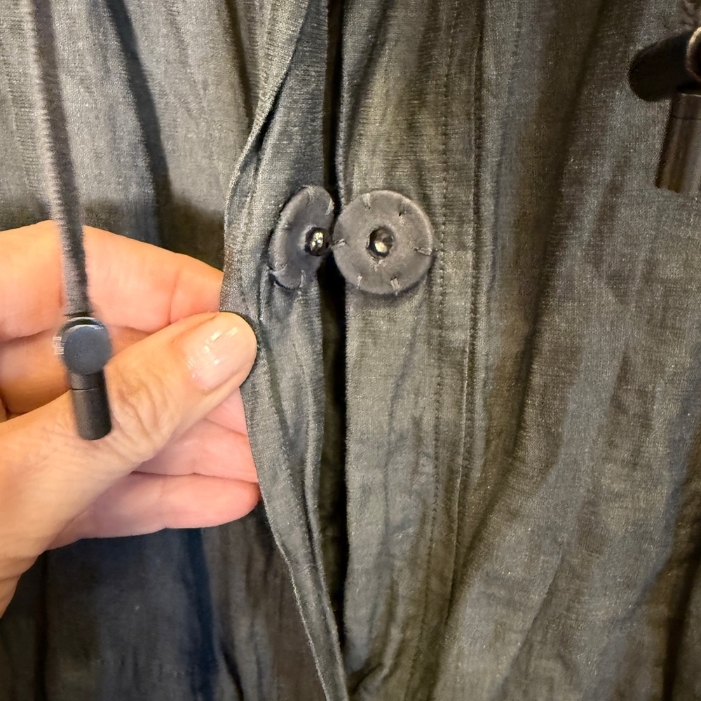 Eileen Fisher Women’s Petite Lagenlook Charcoal Pleated Trench Coat Sz PM - Picture 4 of 11